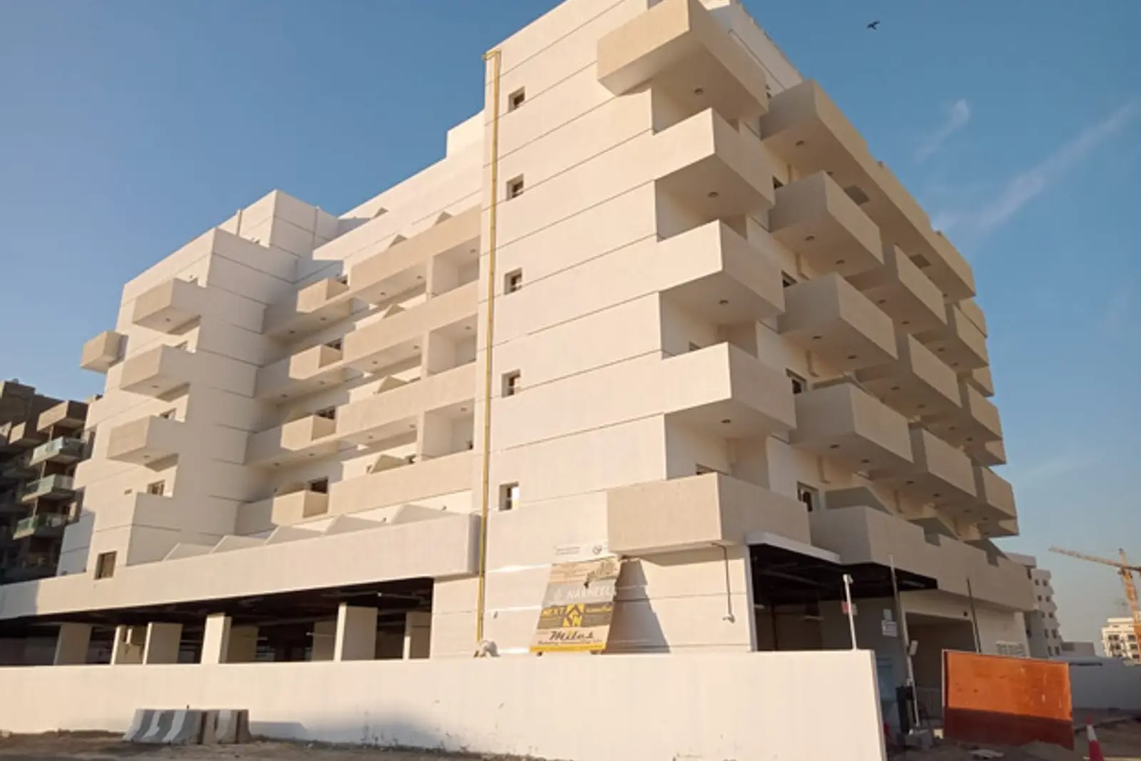 A residential building nearing completion in Dubai