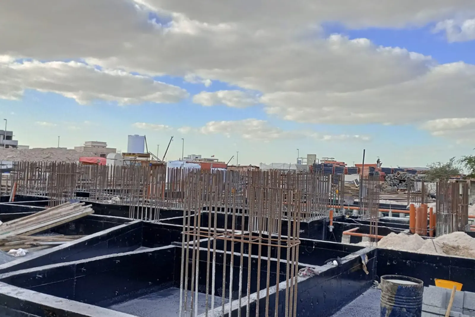 Structural works rising above substructure level on a Miles site