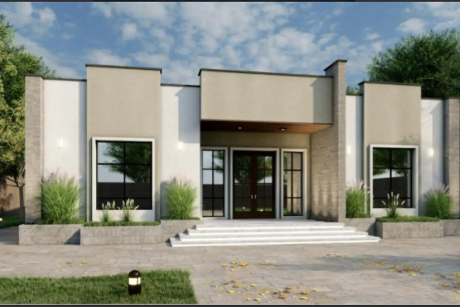 The front elevation of a completed Miles villa in Dubai